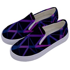 3d Lovely Geo Lines  V Kids  Canvas Slip Ons by Uniqued