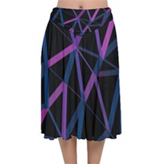 3d Lovely Geo Lines  V Velvet Flared Midi Skirt by Uniqued