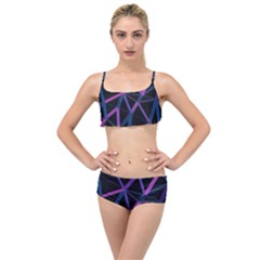 3d Lovely Geo Lines  V Layered Top Bikini Set by Uniqued