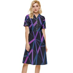 3d Lovely Geo Lines  V Button Top Knee Length Dress by Uniqued