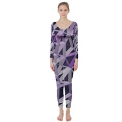 3d Lovely Geo Lines  Iv Long Sleeve Catsuit by Uniqued