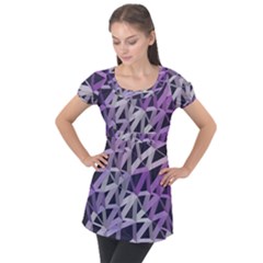 3d Lovely Geo Lines  Iv Puff Sleeve Tunic Top by Uniqued