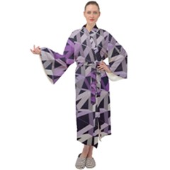 3d Lovely Geo Lines  Iv Maxi Velour Kimono by Uniqued