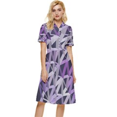 3d Lovely Geo Lines  Iv Button Top Knee Length Dress by Uniqued