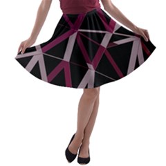 3d Lovely Geo Lines Iii A-line Skater Skirt by Uniqued