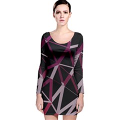 3d Lovely Geo Lines Iii Long Sleeve Velvet Bodycon Dress by Uniqued