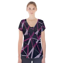 3d Lovely Geo Lines Iii Short Sleeve Front Detail Top by Uniqued