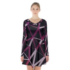 3d Lovely Geo Lines Iii Long Sleeve Velvet V-neck Dress by Uniqued