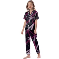 3d Lovely Geo Lines Iii Kids  Satin Short Sleeve Pajamas Set by Uniqued