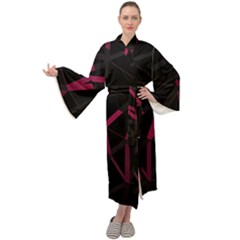 3d Lovely Geo Lines Viii Maxi Velour Kimono by Uniqued