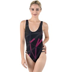 3d Lovely Geo Lines Viii High Leg Strappy Swimsuit by Uniqued