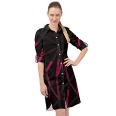 3d Lovely Geo Lines Viii Long Sleeve Mini Shirt Dress by Uniqued