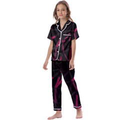 3d Lovely Geo Lines Viii Kids  Satin Short Sleeve Pajamas Set by Uniqued