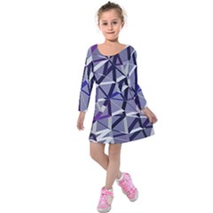 3d Lovely Geo Lines Ix Kids  Long Sleeve Velvet Dress by Uniqued