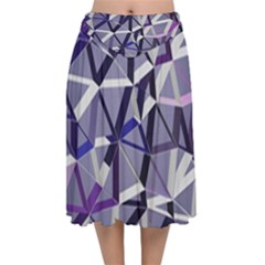 3d Lovely Geo Lines Ix Velvet Flared Midi Skirt by Uniqued