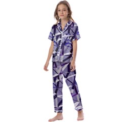 3d Lovely Geo Lines Ix Kids  Satin Short Sleeve Pajamas Set by Uniqued