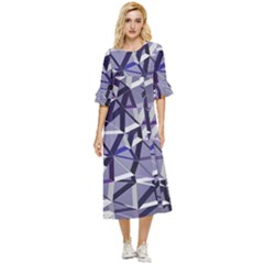 3d Lovely Geo Lines Ix Double Cuff Midi Dress by Uniqued