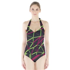 3d Lovely Geo Lines X Halter Swimsuit by Uniqued