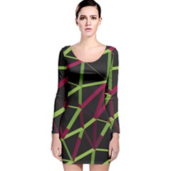 3d Lovely Geo Lines X Long Sleeve Velvet Bodycon Dress by Uniqued