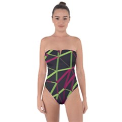 3d Lovely Geo Lines X Tie Back One Piece Swimsuit by Uniqued