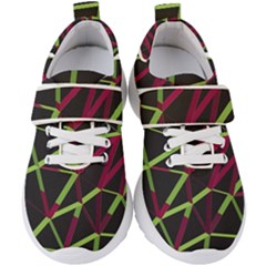 3d Lovely Geo Lines X Kids  Velcro Strap Shoes by Uniqued