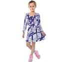 3D Lovely GEO Lines X Kids  Long Sleeve Velvet Dress View1