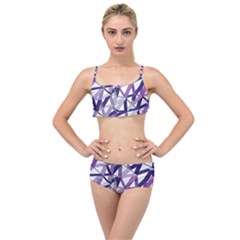 3d Lovely Geo Lines X Layered Top Bikini Set by Uniqued