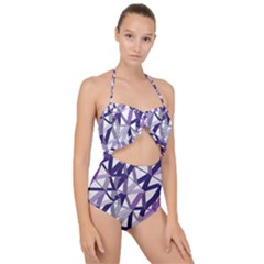 3d Lovely Geo Lines X Scallop Top Cut Out Swimsuit by Uniqued