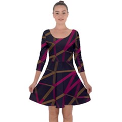 3d Lovely Geo Lines Xi Quarter Sleeve Skater Dress by Uniqued