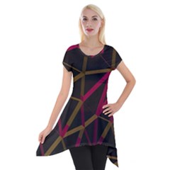 3d Lovely Geo Lines Xi Short Sleeve Side Drop Tunic by Uniqued