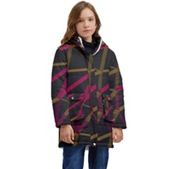 3d Lovely Geo Lines Xi Kid s Hooded Longline Puffer Jacket by Uniqued