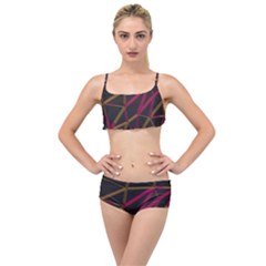 3d Lovely Geo Lines Xi Layered Top Bikini Set by Uniqued