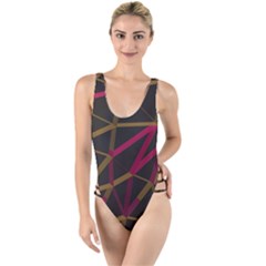 3d Lovely Geo Lines Xi High Leg Strappy Swimsuit by Uniqued