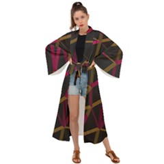 3d Lovely Geo Lines Xi Maxi Kimono by Uniqued