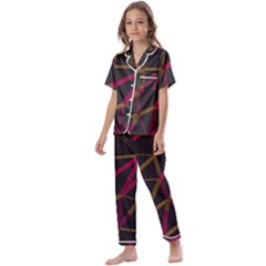 3d Lovely Geo Lines Xi Kids  Satin Short Sleeve Pajamas Set by Uniqued