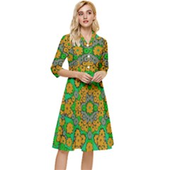 Stars Of Decorative Colorful And Peaceful  Flowers Classy Knee Length Dress by pepitasart