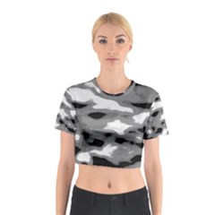 Black Waves Abstract Series No 1 Cotton Crop Top by DimitriosArt