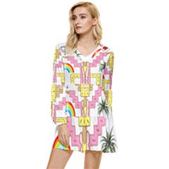 Music And Other Stuff Tiered Long Sleeve Mini Dress by bfvrp