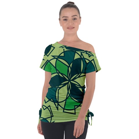 Abstract Pattern Geometric Backgrounds   Off Shoulder Tie-up Tee by Eskimos