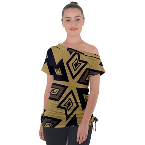 Abstract Pattern Geometric Backgrounds   Off Shoulder Tie-up Tee by Eskimos