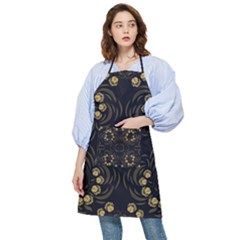 Floral Folk Damask Pattern Fantasy Flowers Floral Geometric Fantasy Pocket Apron by Eskimos