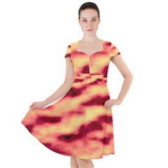 Red Waves Flow Series 3 Cap Sleeve Midi Dress by DimitriosArt