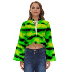 Green Waves Flow Series 3 Boho Long Bell Sleeve Top by DimitriosArt