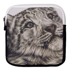 Snow Leopard Cub Mini Square Pouch by ArtByThree