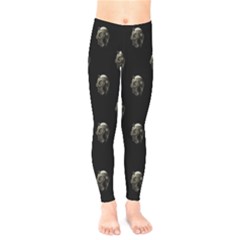 Creepy Head Sculpture With Respirator Motif Pattern Kids  Leggings by dflcprintsclothing