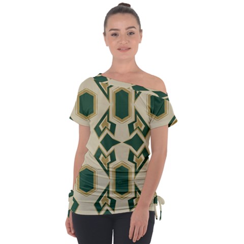 Abstract Pattern Geometric Backgrounds   Off Shoulder Tie-up Tee by Eskimos