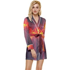 Fractal Long Sleeve Satin Robe by Sparkle