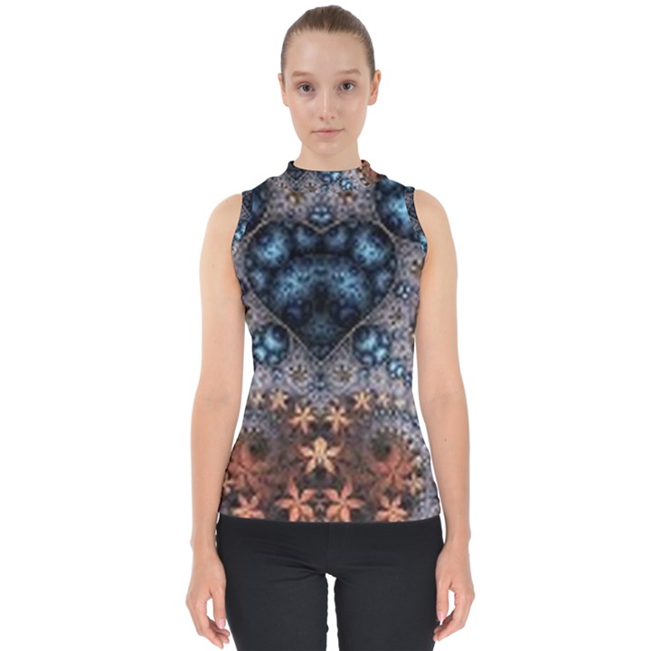 Fractal Mock Neck Shell Top