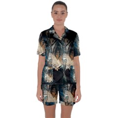 Fractal Satin Short Sleeve Pajamas Set by Sparkle