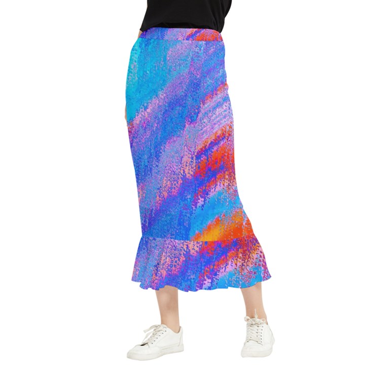 Fractal Maxi Fishtail Chiffon Skirt